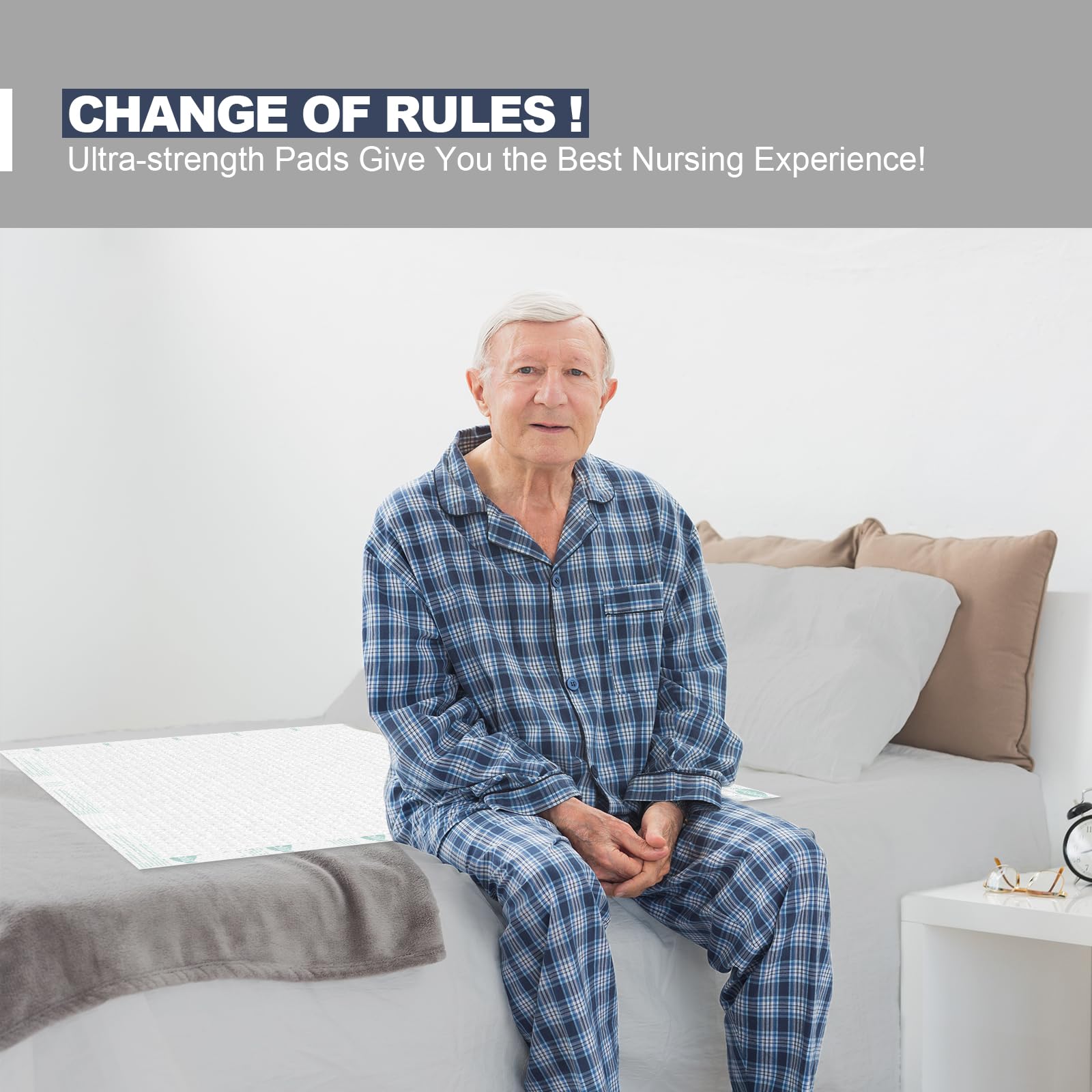 MILDPLUS heavy-duty underpads 100x100cm easy repositioning with strong backing