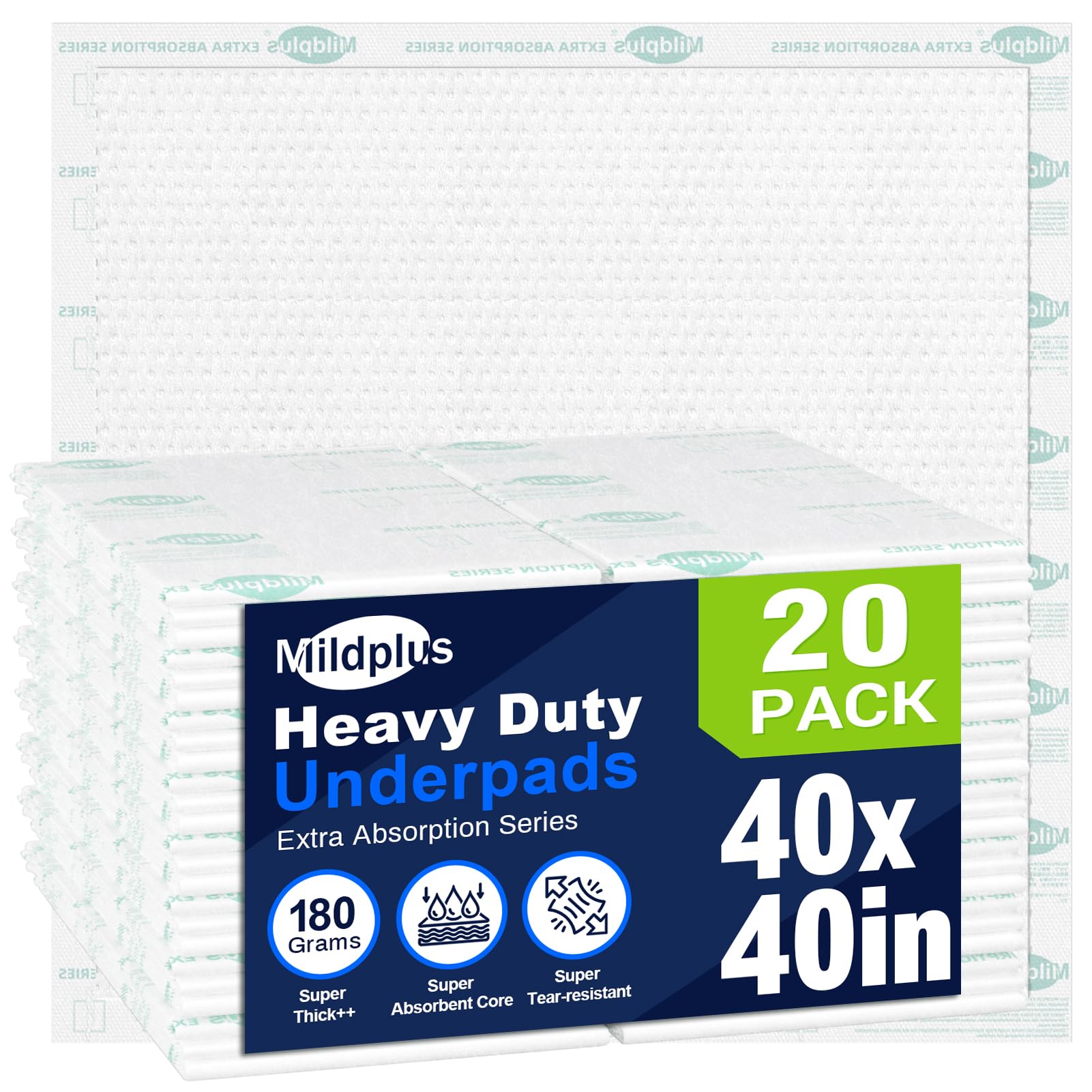 MILDPLUS heavy-duty underpads 100x100cm top view for full coverage