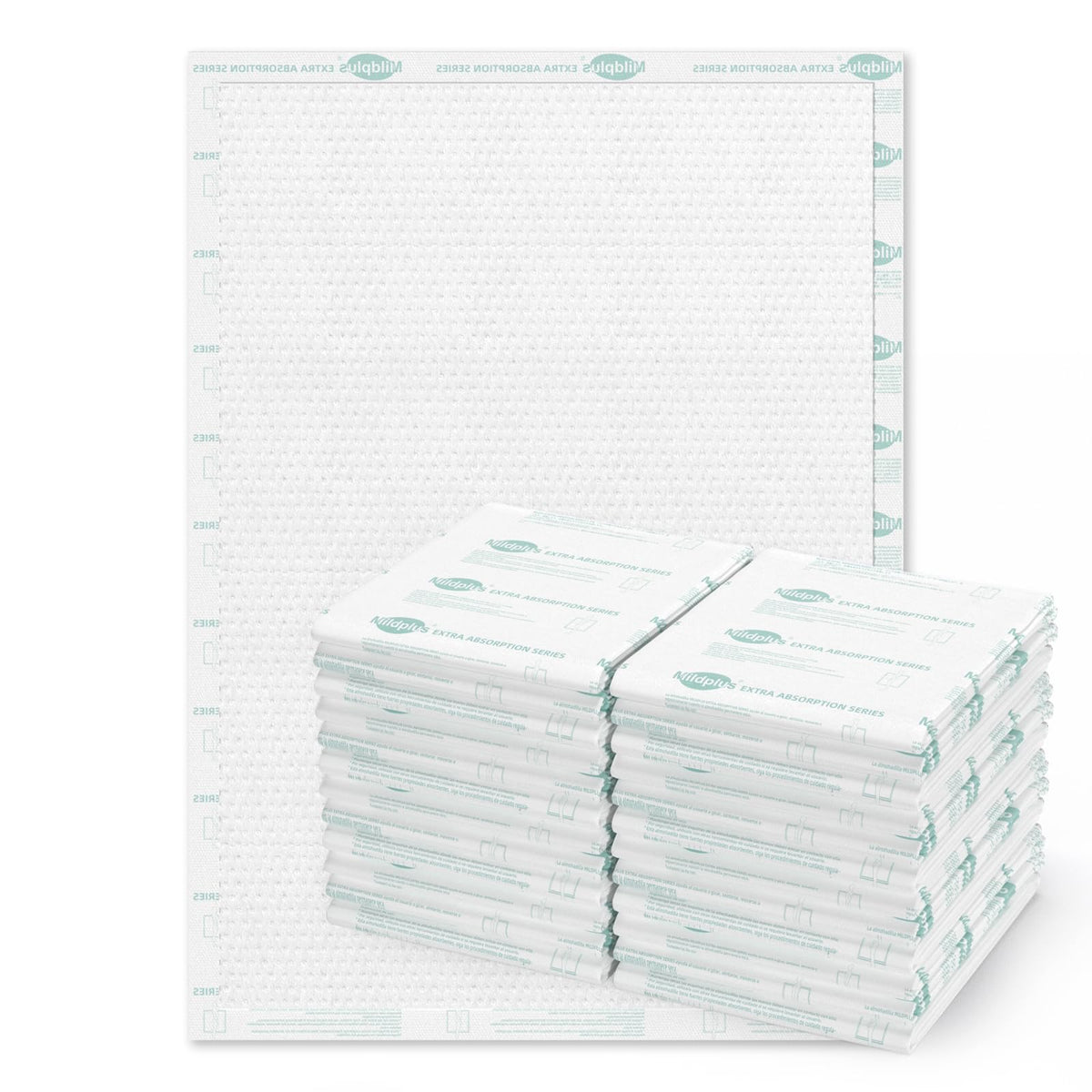 MILDPLUS heavy-duty underpads in discreet packaging provide privacy and reliable protection.