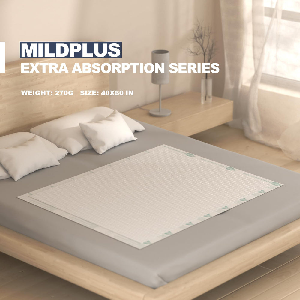 MILDPLUS heavy duty underpads disposable bed pad for convenient one-time use.