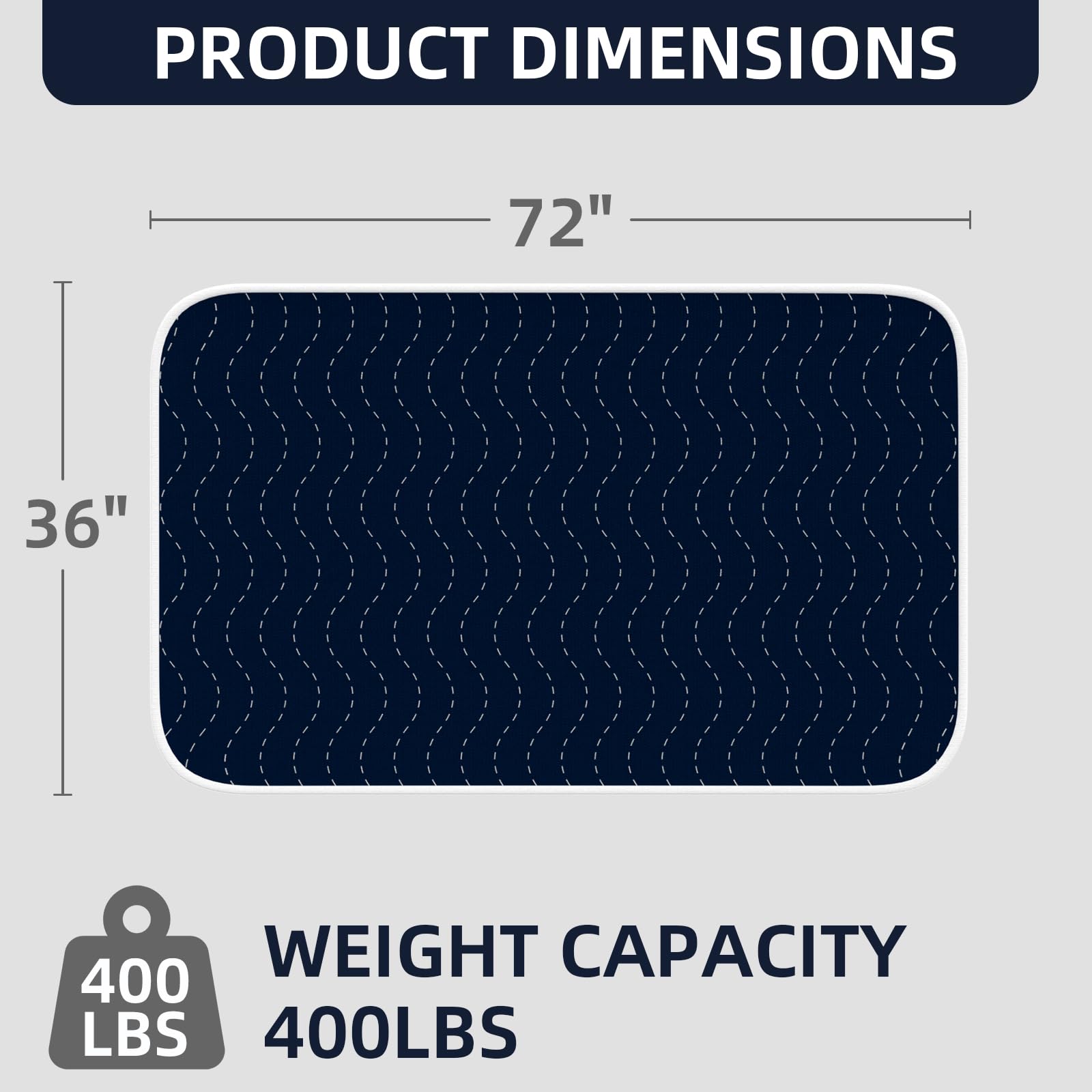 MILDPLUS large bed pad demonstrates full coverage for adults and pets.