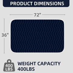 MILDPLUS large bed pad demonstrates full coverage for adults and pets.