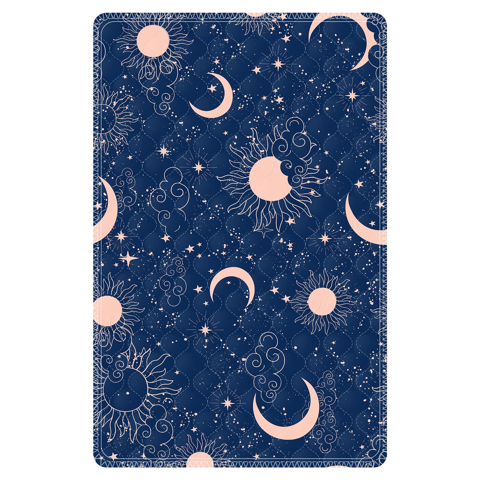 MILDPLUS navy print underpad adds color while guarding bedding.