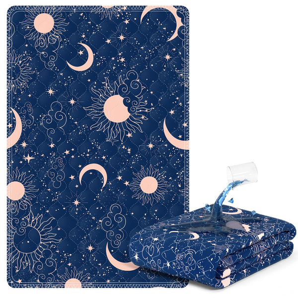 MILDPLUS printed bed pad in navy 34x52 with leak protection.