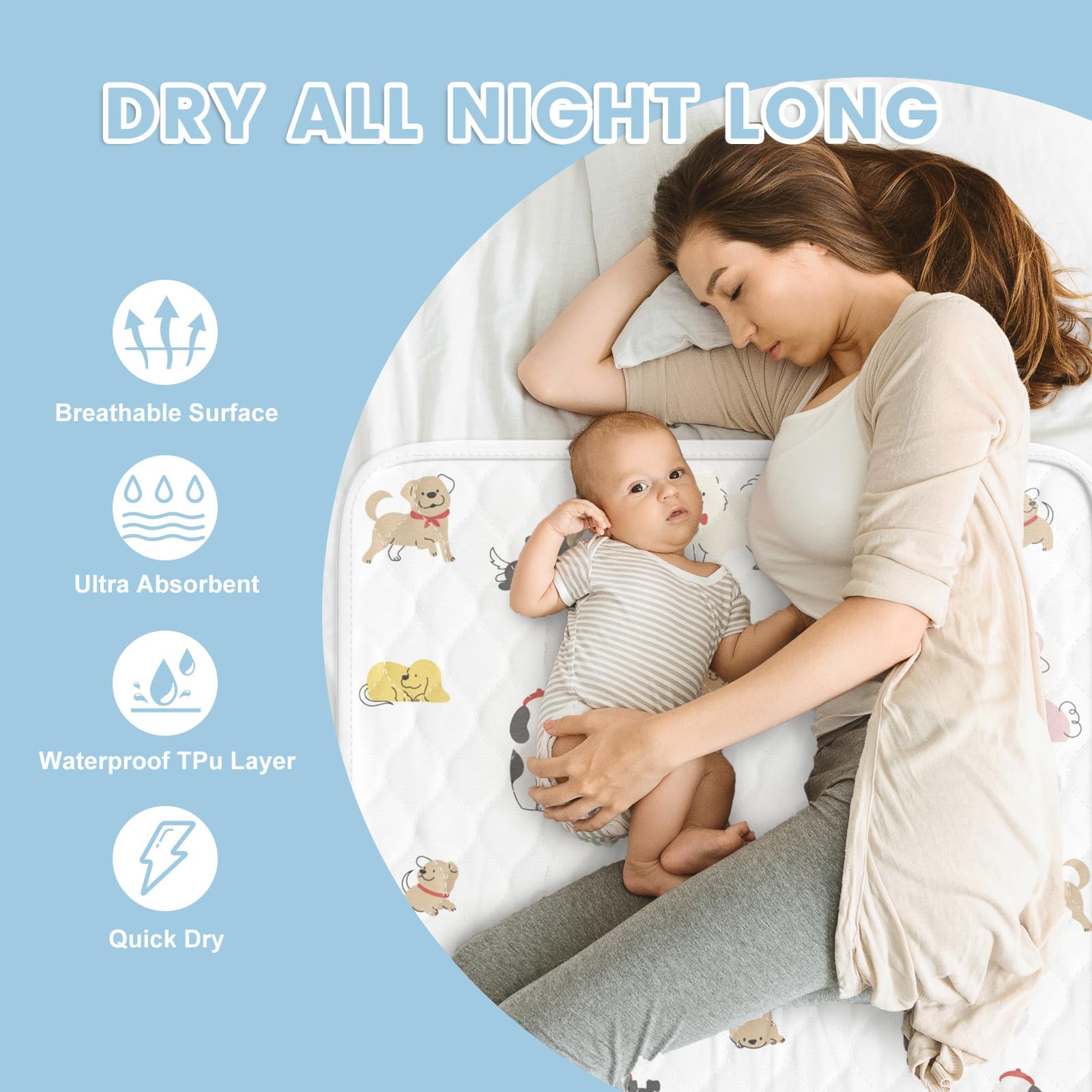 MILDPLUS two-pack bed pads offer practical portability and rotation