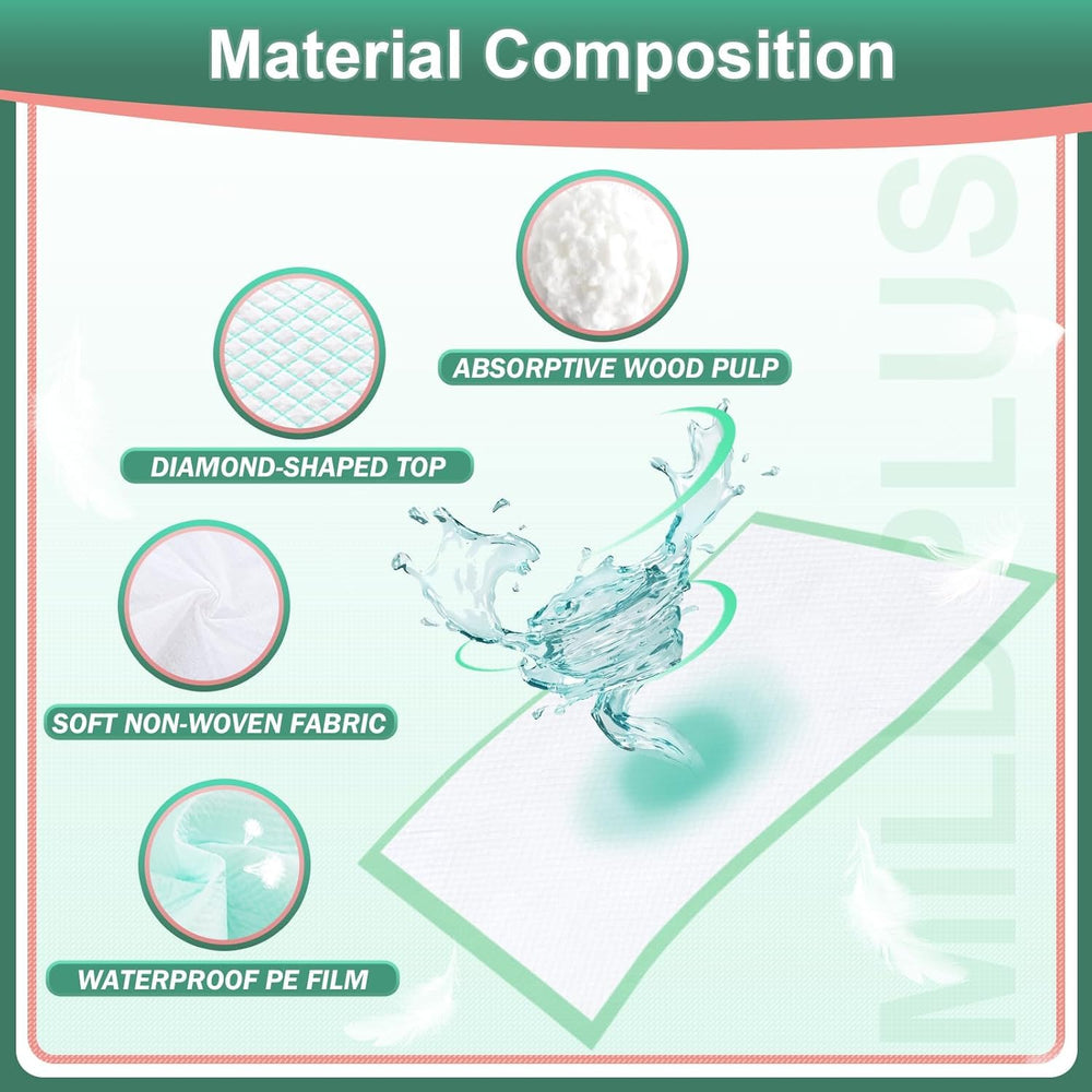 MILDPLUS underpad portable compact size ideal for travel and quick cleanup.