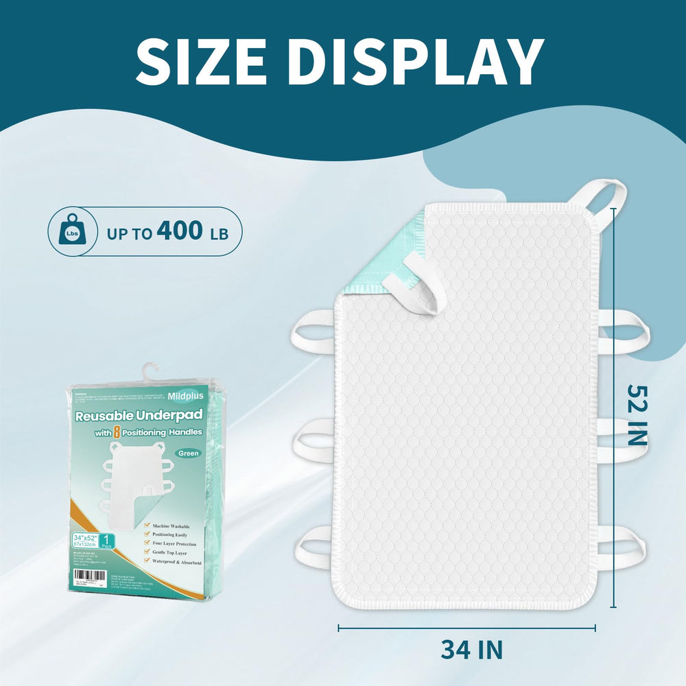 MILDPLUS bed pad with 8 handles offers easy caregiver repositioning