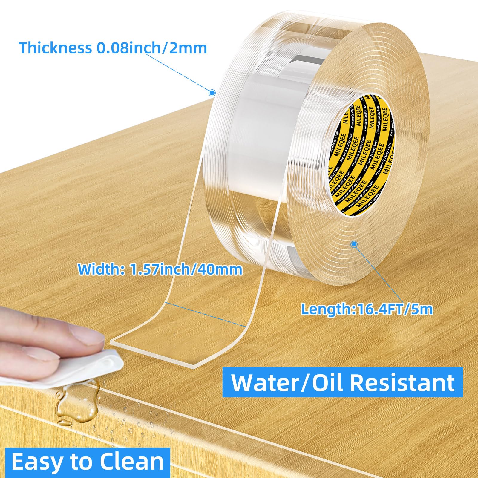 MILEQEE edge protector strip shows adhesive application for quick, clean installation.