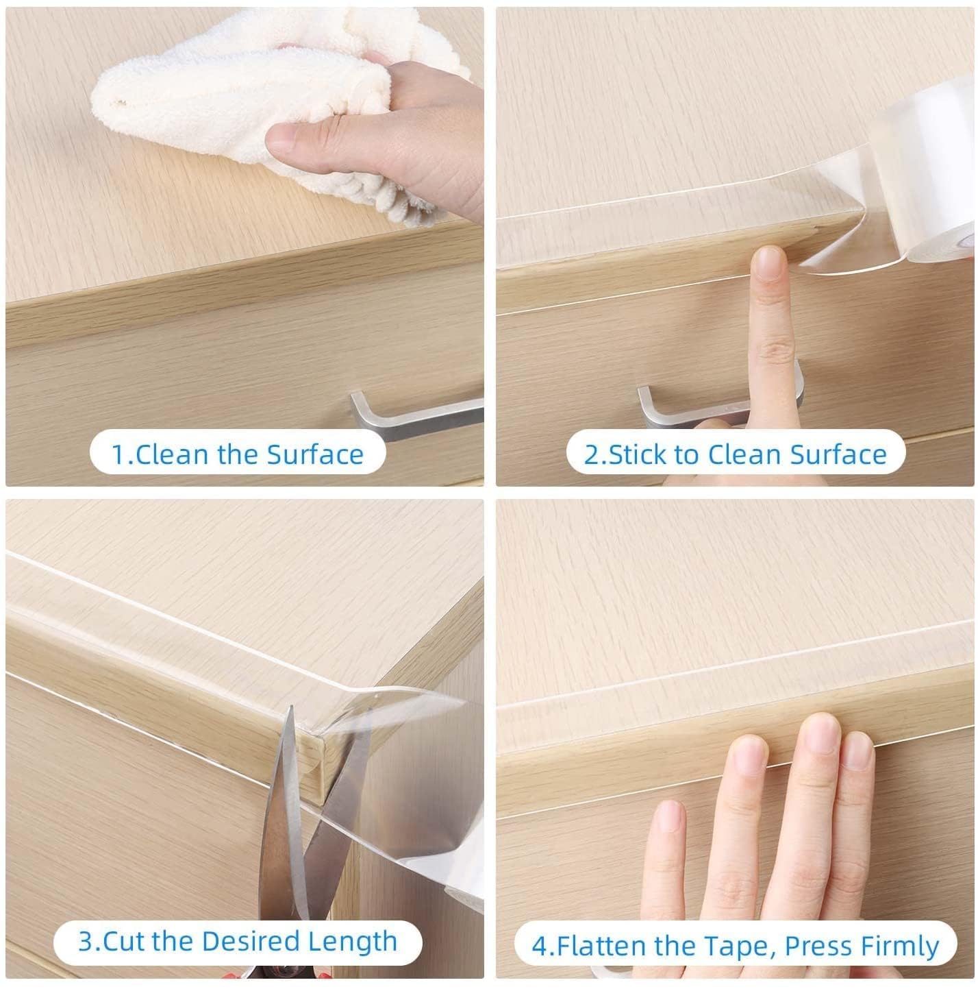 MILEQEE edge protector strip showing residue-free removal option