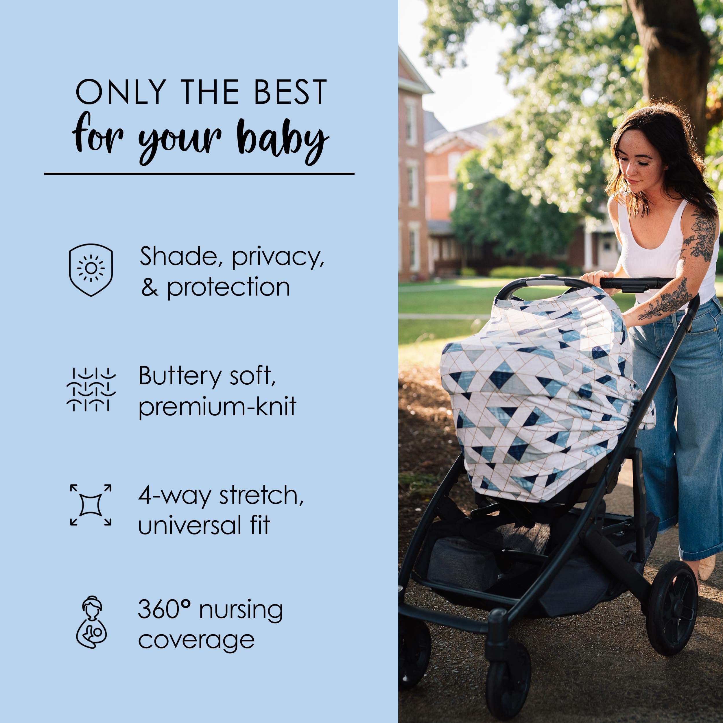 Milk Snob 5-in-1 stroller cover keeps baby calm and comfy.