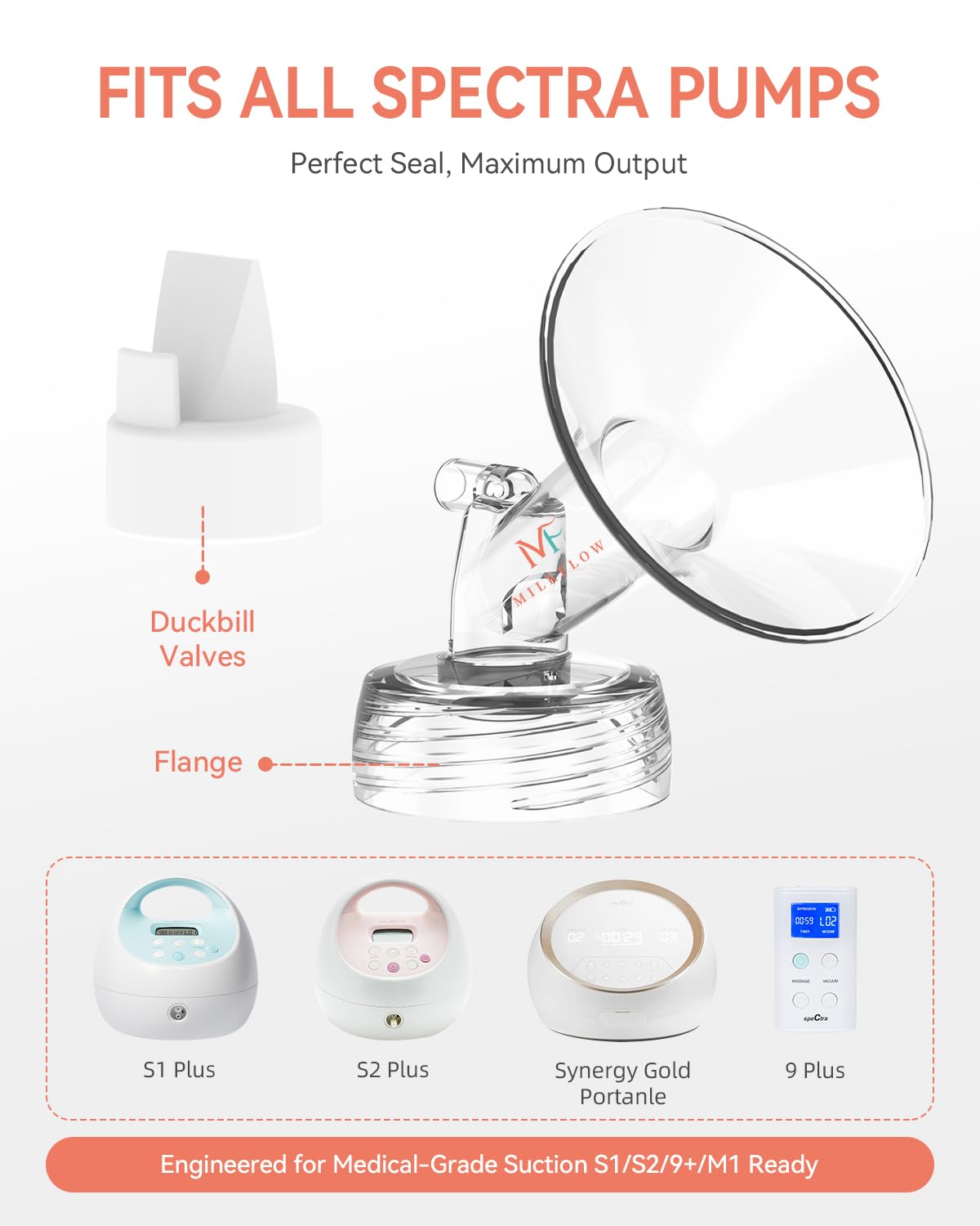 MilkFlow 21mm breast shields included for comfortable pumping sessions.