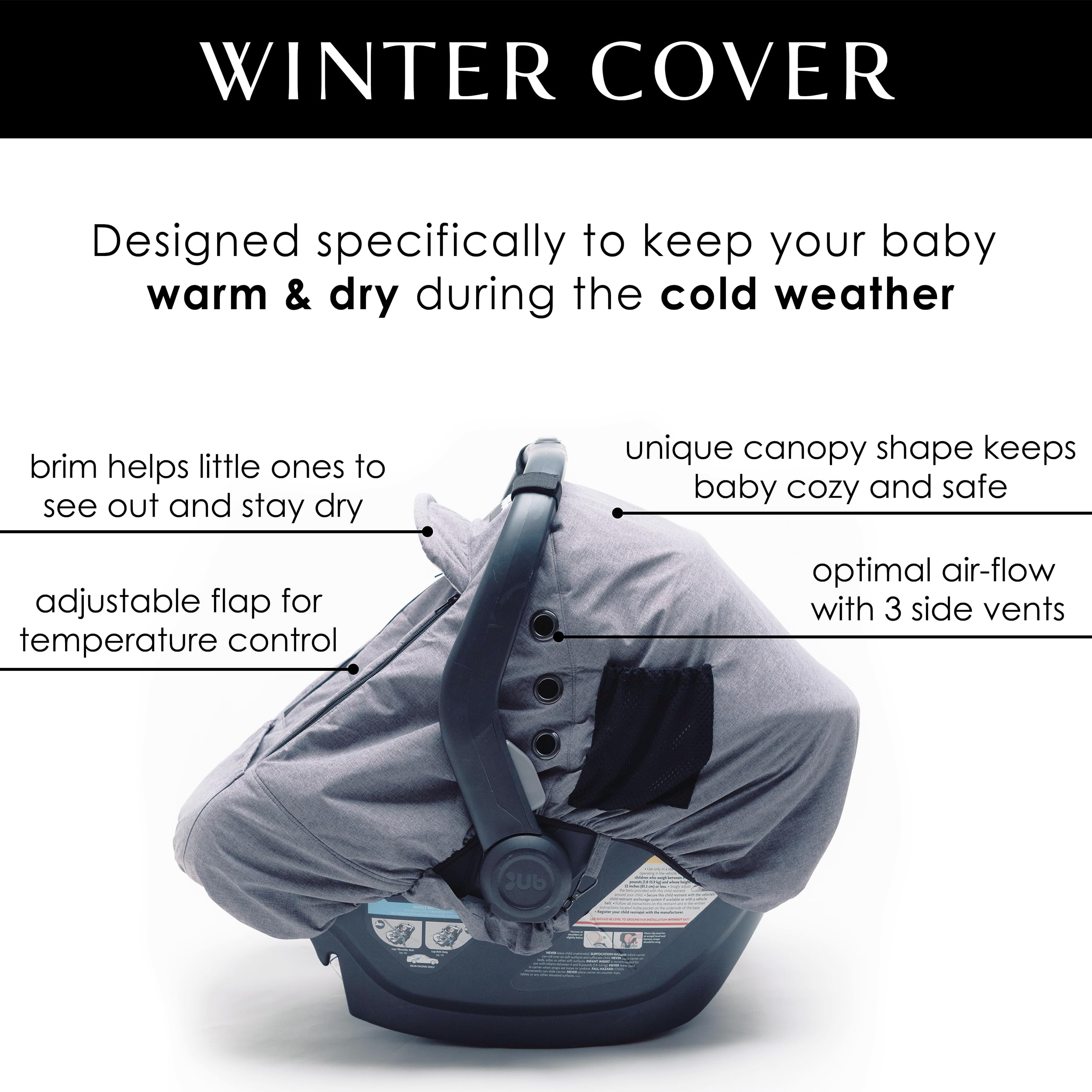 Milk Snob Winter Car Seat Cover plush fleece lining adds cozy warmth.