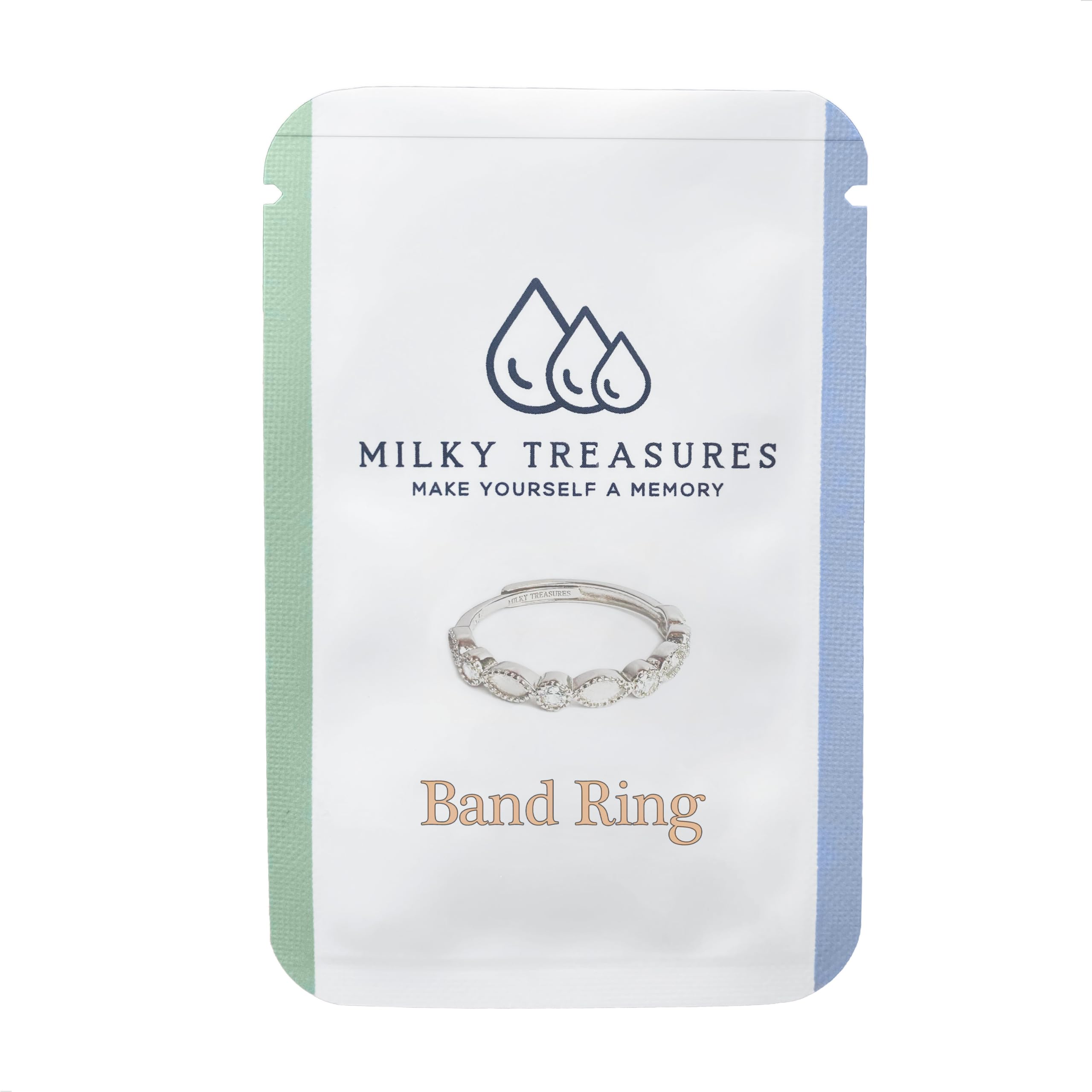 Milky Treasures Band Ring stacks nicely with other pieces for versatile styling.