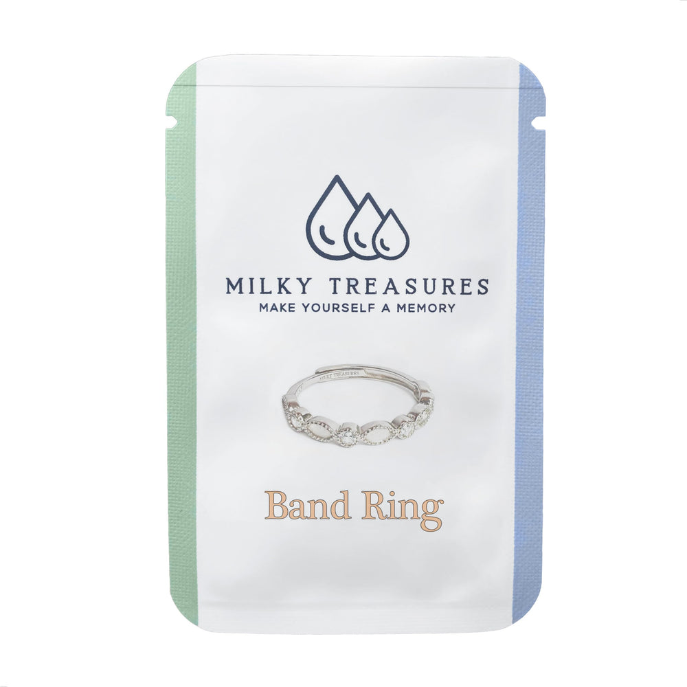 Milky Treasures Band Ring stacks nicely with other pieces for versatile styling.