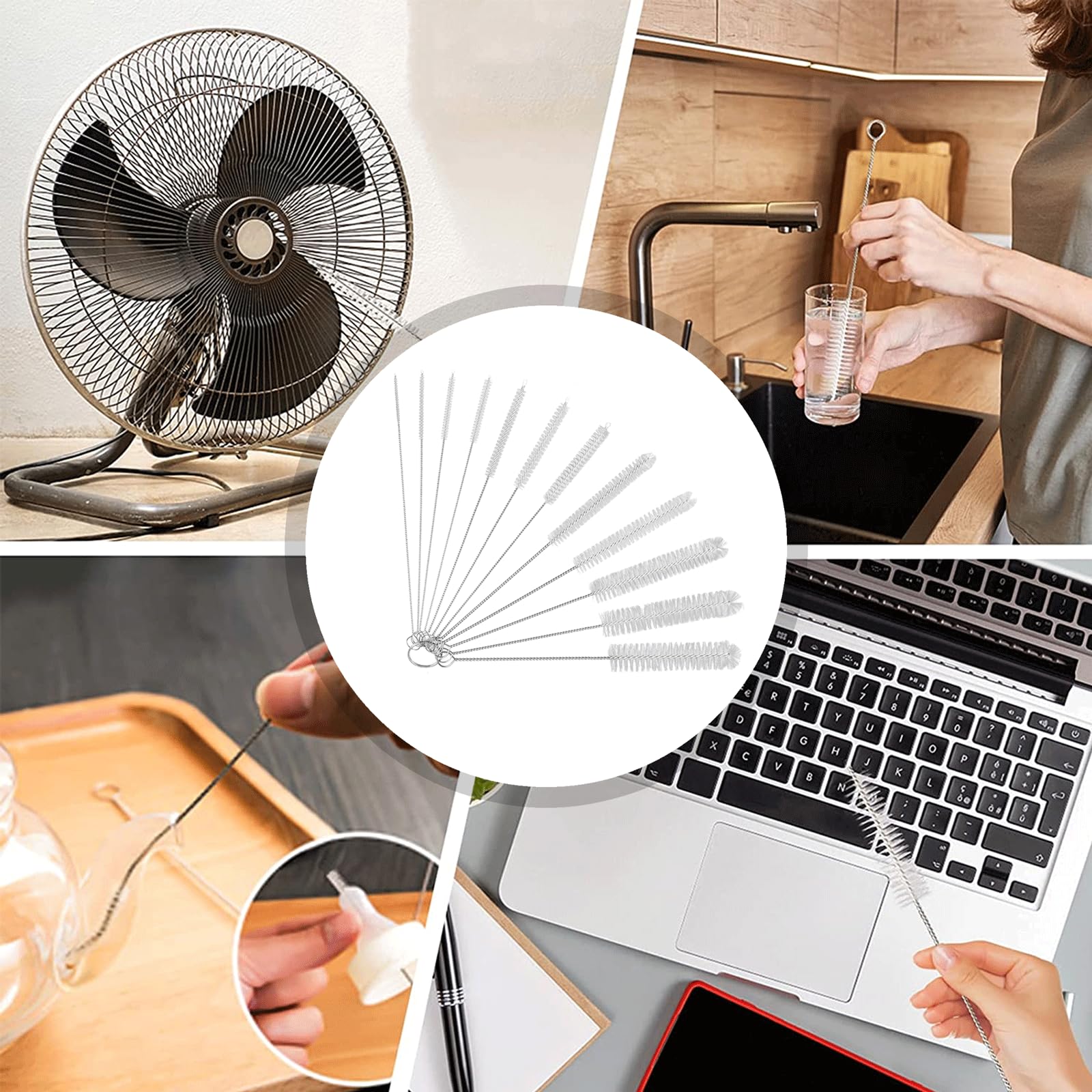Mimalexin brushes in multiple diameters for narrow tubes and straws