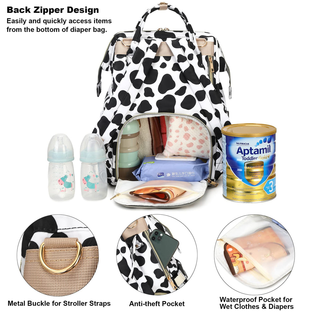 Mimfutu diaper bag with stroller straps frees hands while strolling with baby.