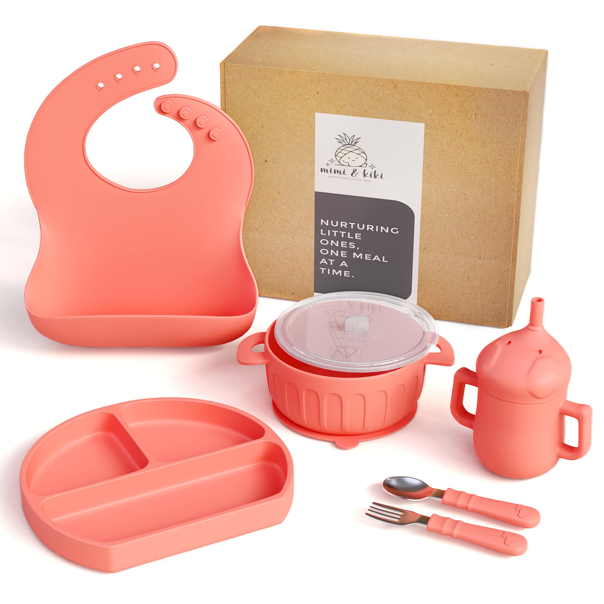 mimi and kiki pink feeding set designed for modern meals