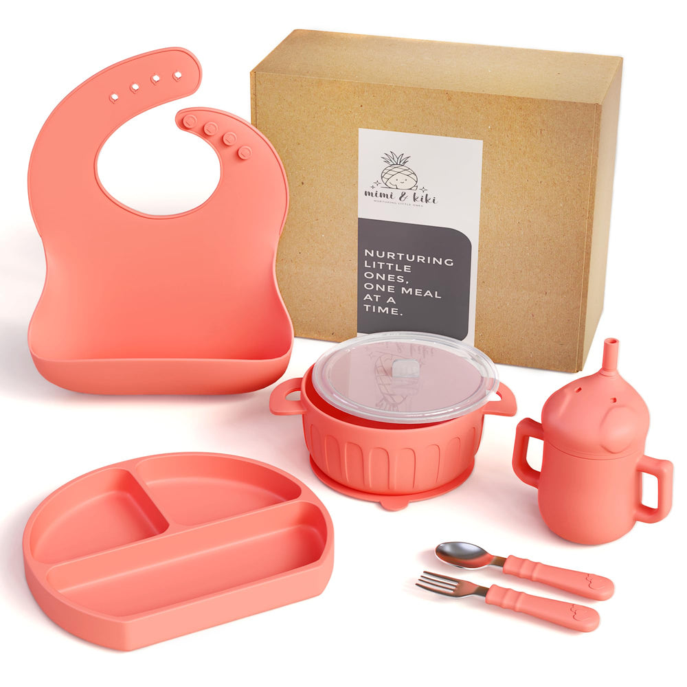 mimi and kiki pink feeding set designed for modern meals