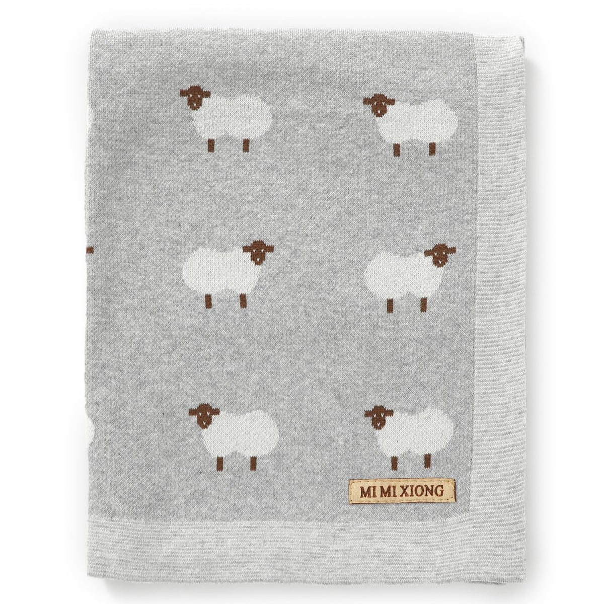 Mimixiong baby blanket knit 100% cotton with sheep design for cozy snuggles