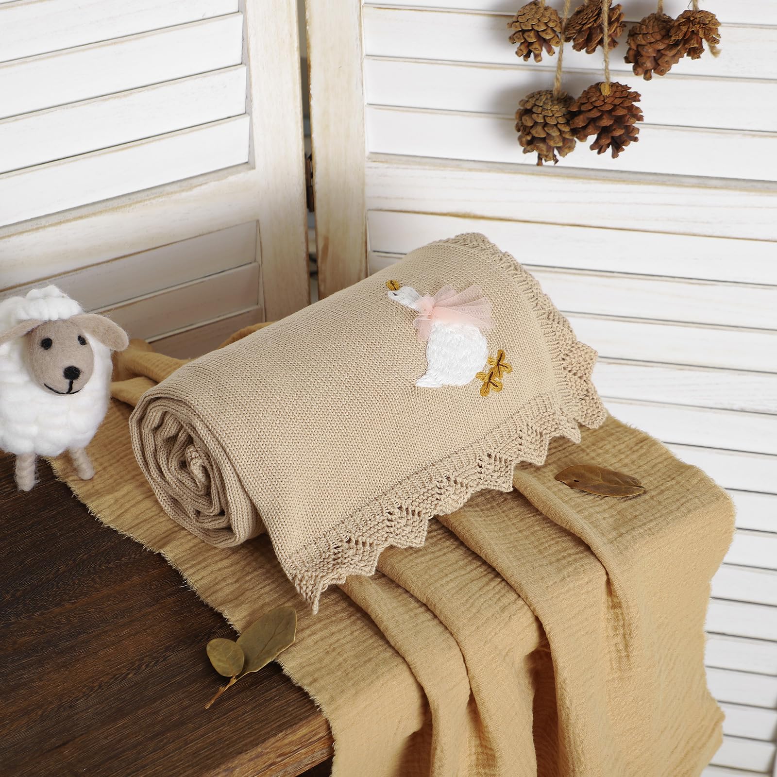 mimixiong embroidered goose turns this blanket into a cherished heirloom gift