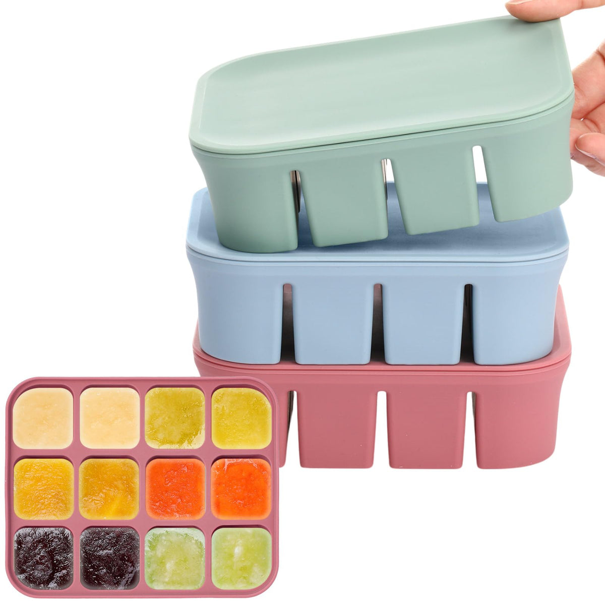 Mimorou green 12-cup freezer tray for easy homemade puree portions.
