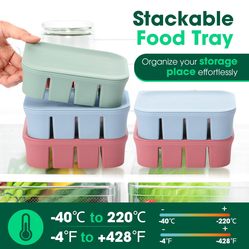 Mimorou freezer-tray lids collection seals portions and prevents spills.