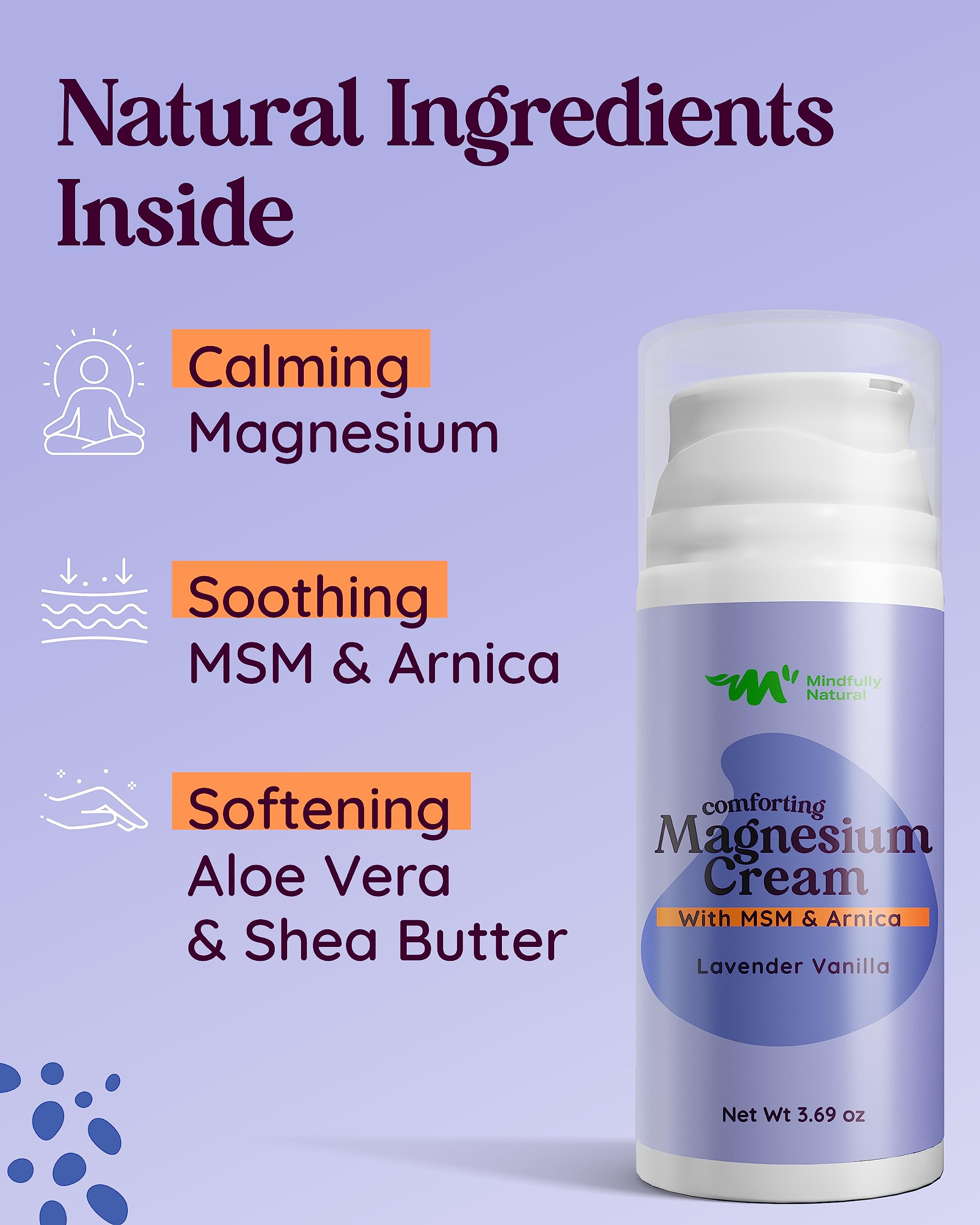 Mindfully Natural arnica MSM with organic aloe base highlights gentle muscle relief after activity.