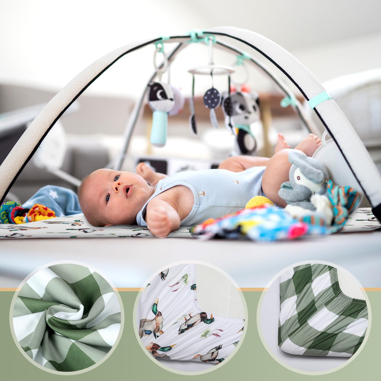 Mindsoft crib sheets made with 90g polyester for durable softness and everyday use