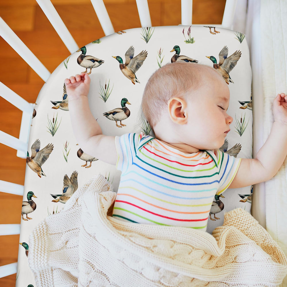 Mindsoft Mallard Duck nursery design accents the baby’s sleep space