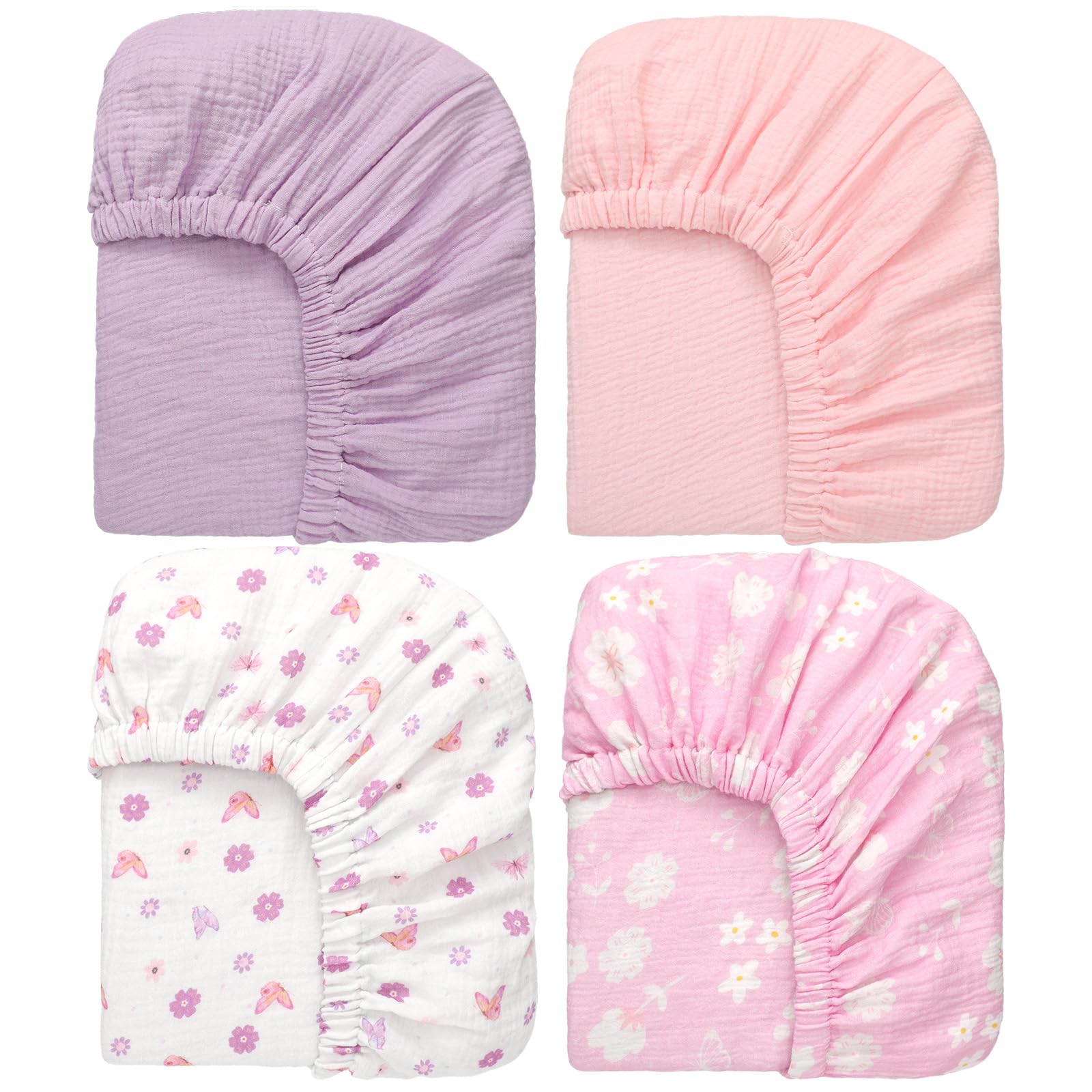 Mindsoft purple butterfly crib sheet in soft cotton for baby comfort