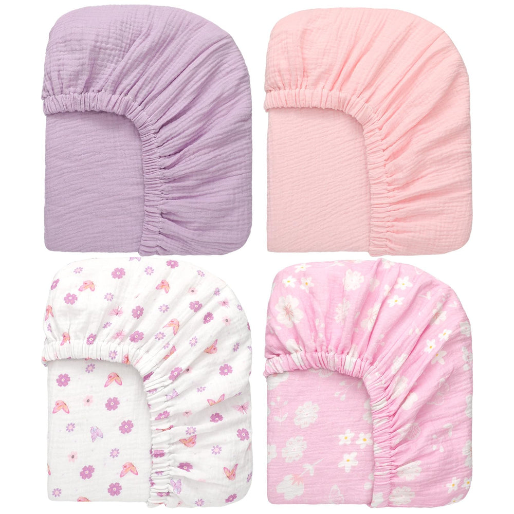 Mindsoft purple butterfly crib sheet in soft cotton for baby comfort