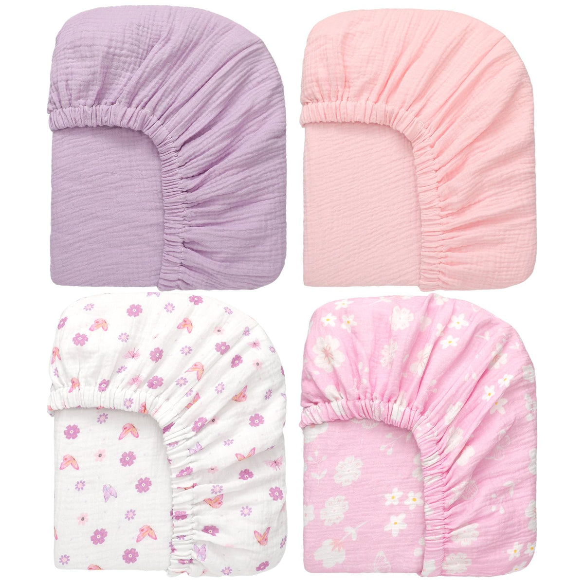 Mindsoft purple butterfly crib sheet in soft cotton for baby comfort