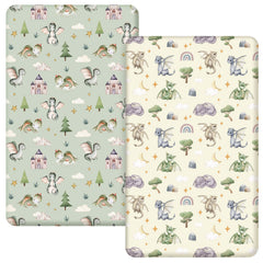 Mindsoft watercolor dragon crib sheets set for mini cribs delivers soft, easy-care bedding