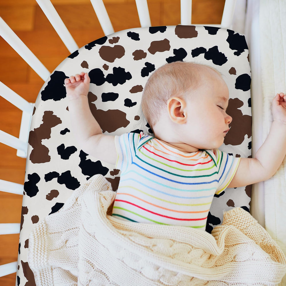 Mindsoft Western Cowboy crib sheet closeup emphasizes colorfast, washable fabric.