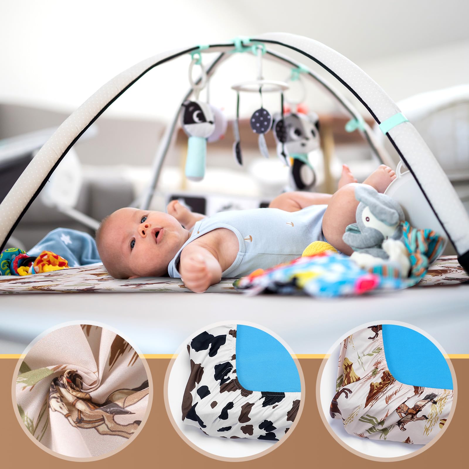 Mindsoft Western Cowboy crib sheet in a cute nursery to boost decor.
