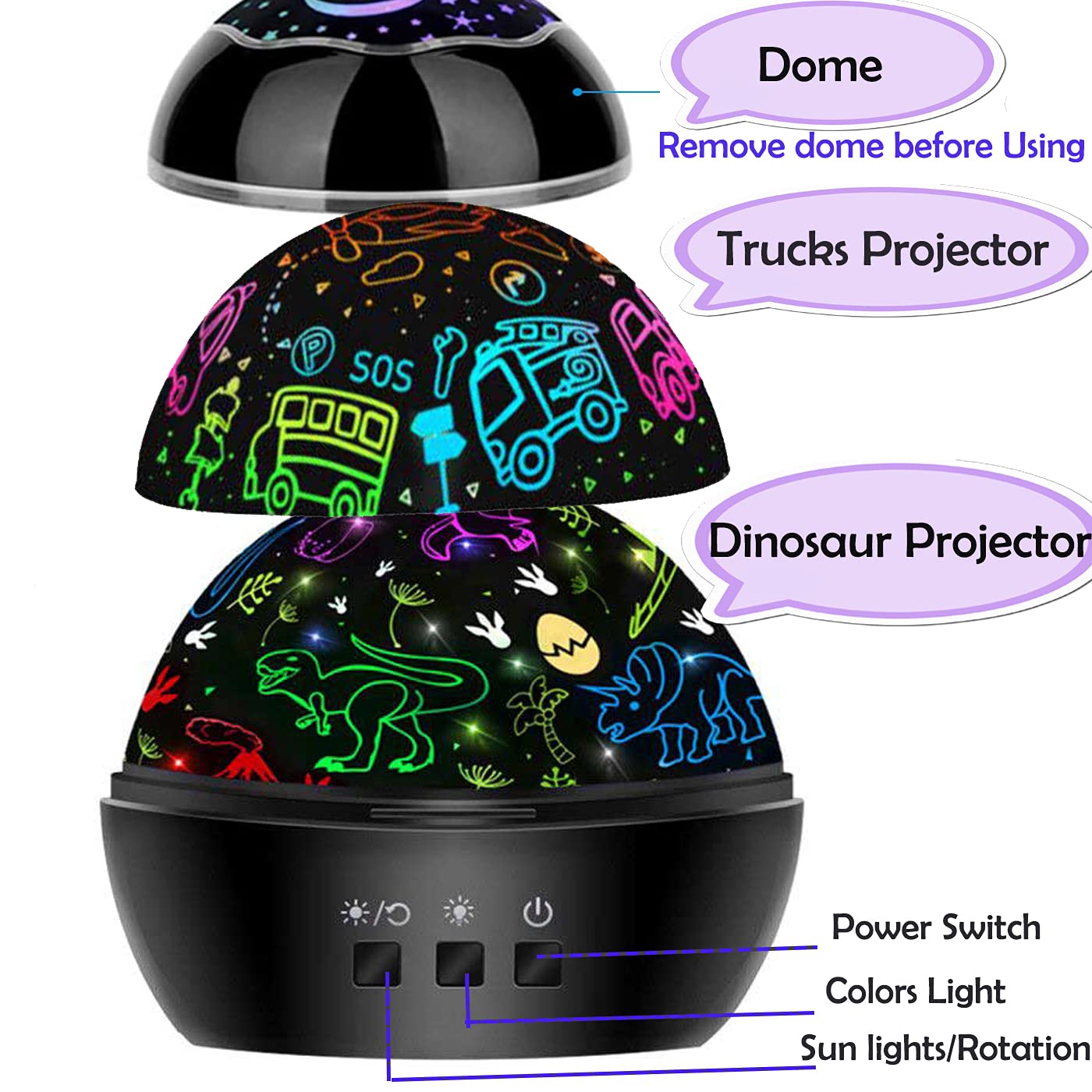 MINGKIDS night light 360-degree rotation projector