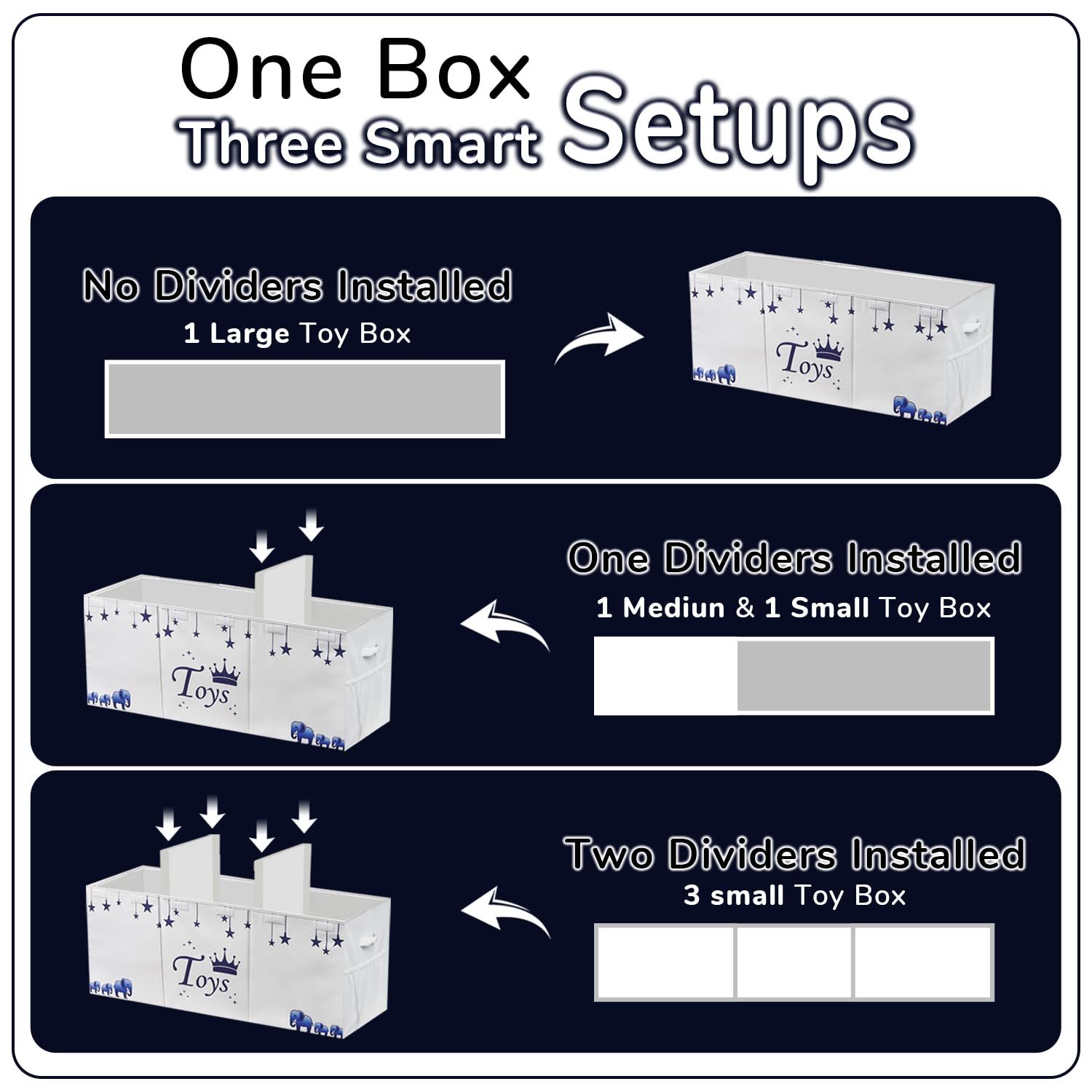 mini hide extralarge toy box with two sturdy sides supports heavy toys.