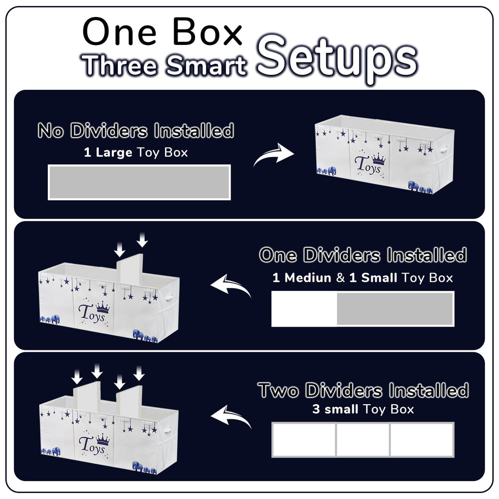 mini hide extralarge toy box with two sturdy sides supports heavy toys.