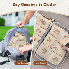 Mini Nomad zippered travel pouches designed for quick access during outings.