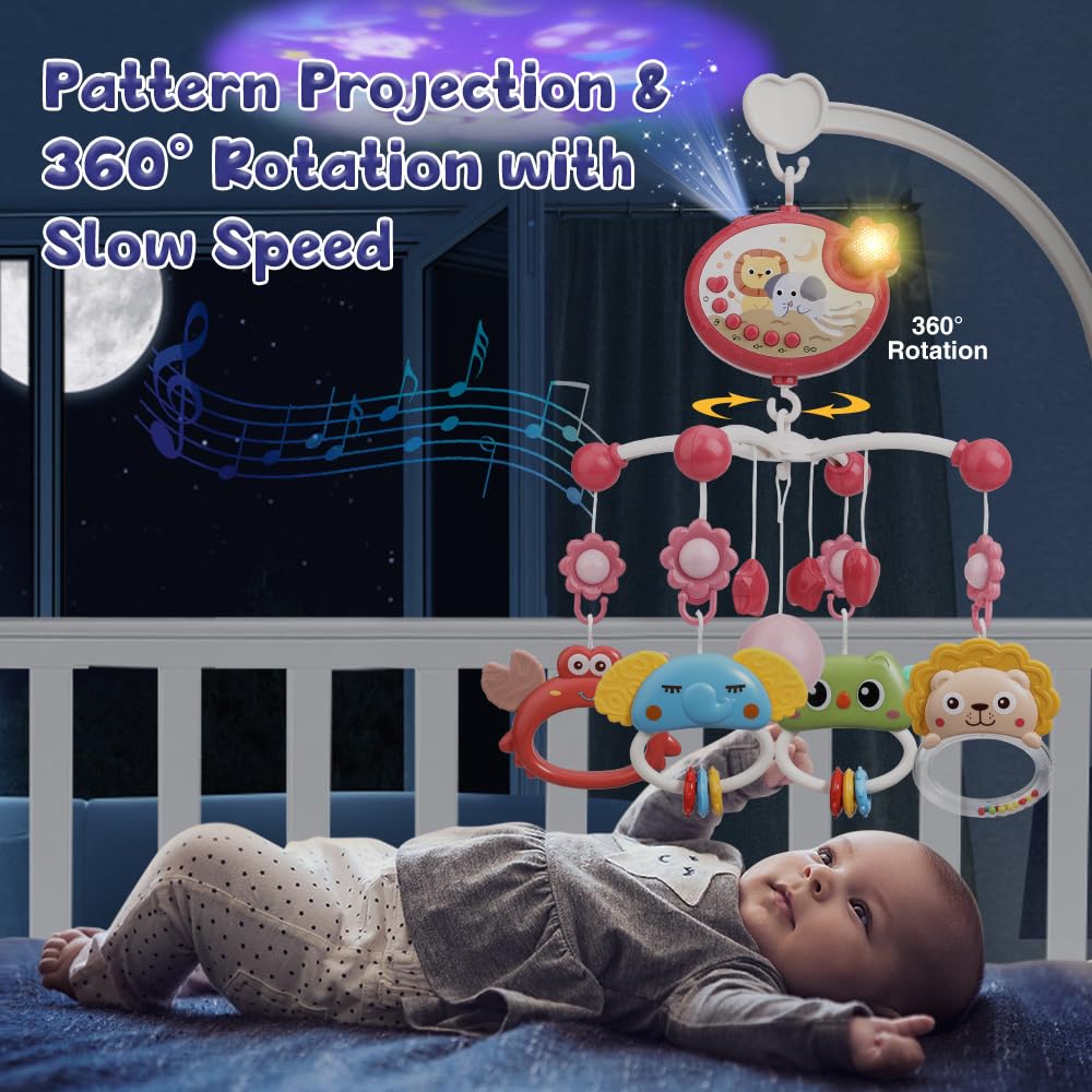 Mini Tudou projection night light casts colorful images on the ceiling.