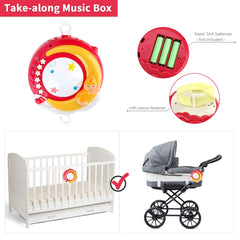 Mini Tudou clip-on design fits cribs and strollers for portable calming visuals.