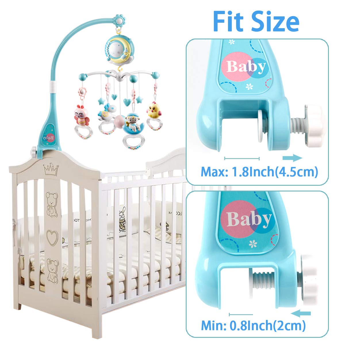 Mini Tudou baby mobile colourful lights create calming bedtime ambience