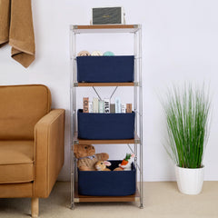 MiniArk closet organization basket navy blue on shelves for clutter-free spaces