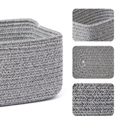 MiniArk desk storage basket in woven rope keeps the workspace tidy.