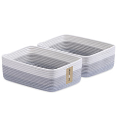 MiniArk gradient grey rope baskets in a two-pack for closet organization.
