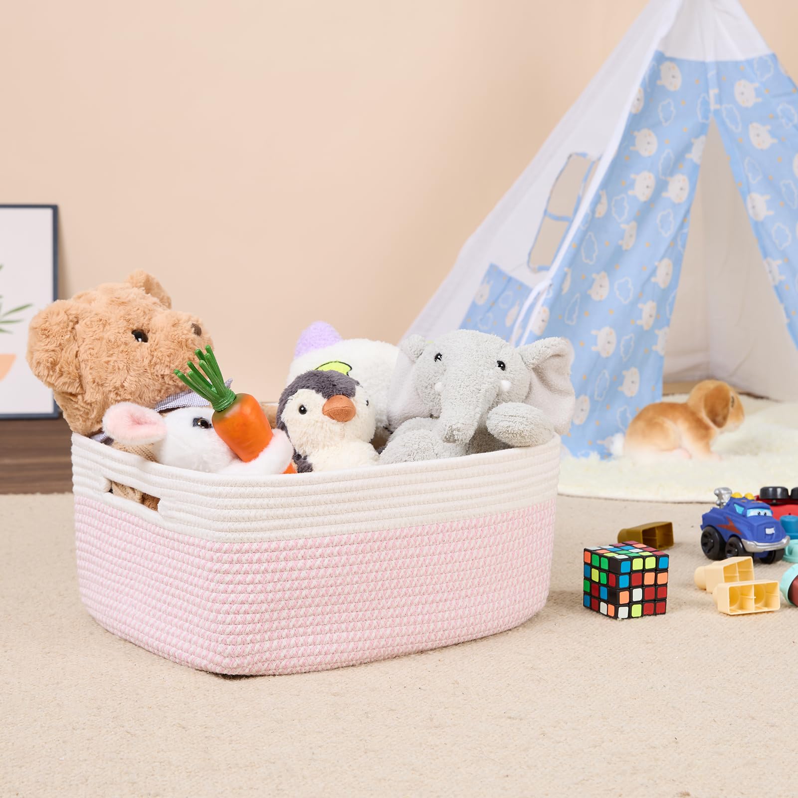 MiniArk pink toy storage basket for playroom tidiness