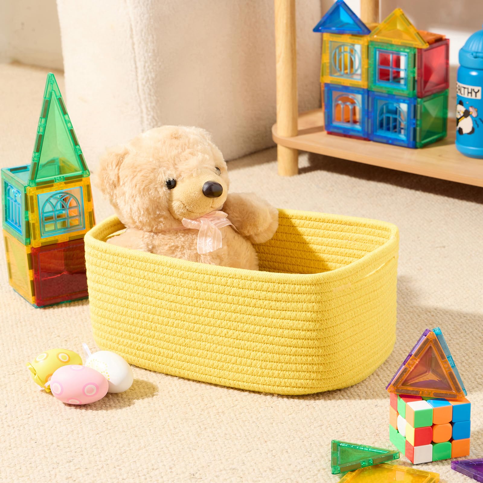 MiniArk shelf toy basket in soft rope material suited for nurseries