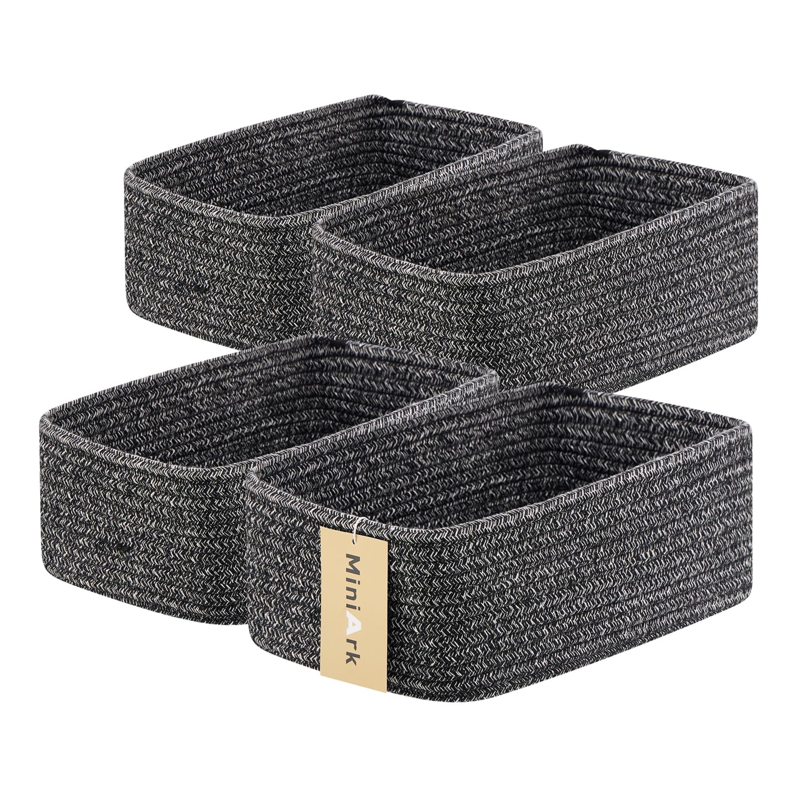 MiniArk small storage baskets in dark gray for compact closet organization.