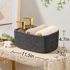 Woven MiniArk baskets add decorative storage to desks and shelves.