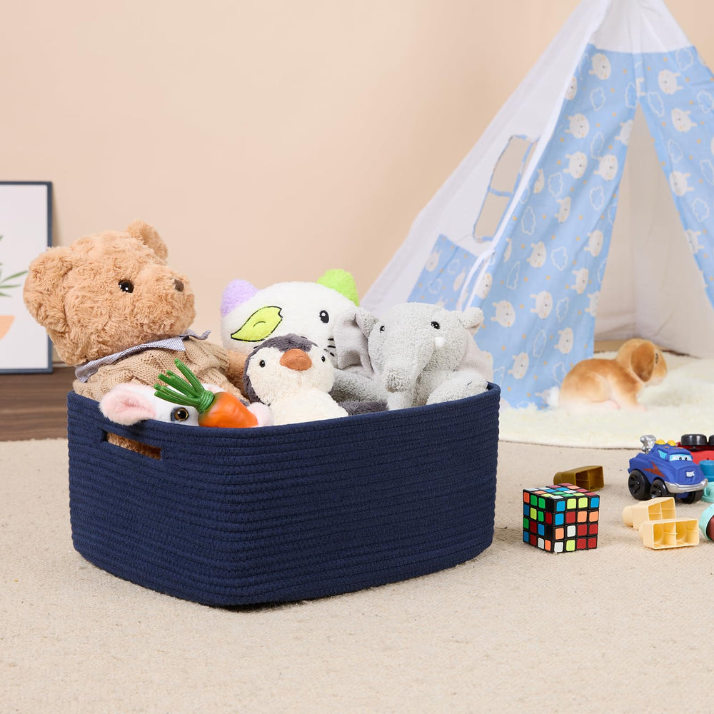 MiniArk baby nursery organizer basket soft and durable for essentials in navy blue